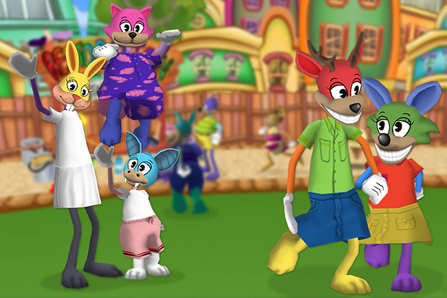 Several Toons in Toontown Central playground